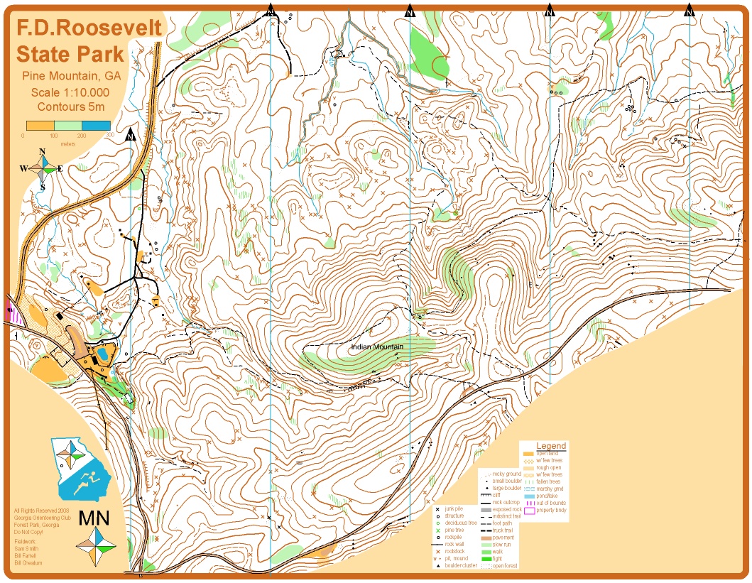 Fdr State Park Map Fdr State Park - May 8Th 2011 - Orienteering Map From Georgia Orienteering  Club (Gaoc)